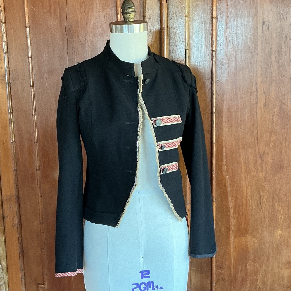 Cooper by Trelise Black Wool Women's Jacket Tan&Red Accents